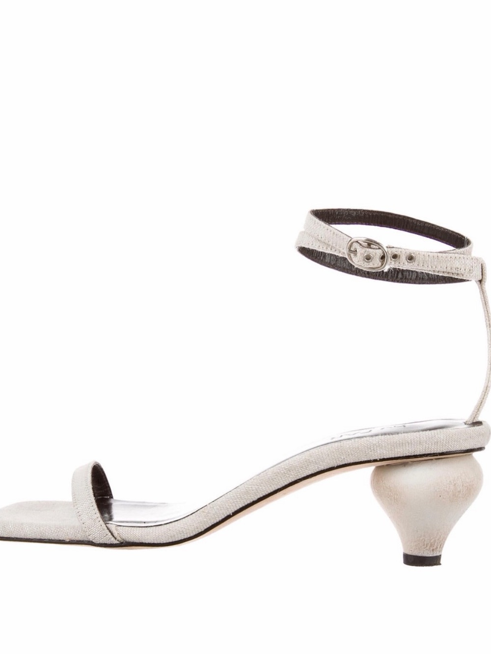 BY FAR Mari Wraparound Ankle-Strap Sculptural Heel Sandals
